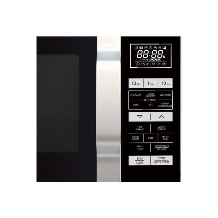 Sharp R760SLM 23L 900W Freestanding Microwave Oven With 1000W Quartz Grill And Flat Tray - Silver