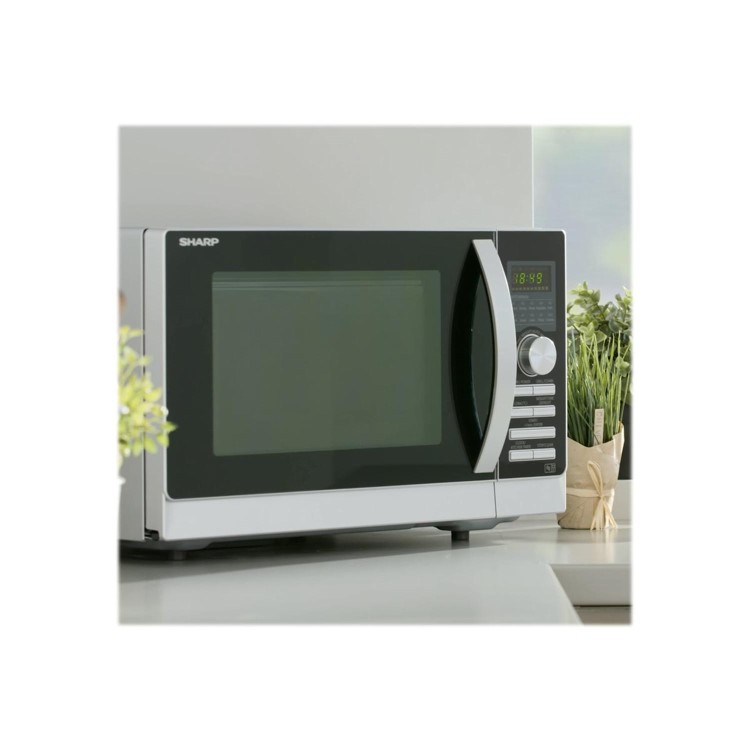 Sharp R843SLM 23L Digital Combination Microwave Oven with Grill - Silver & Black