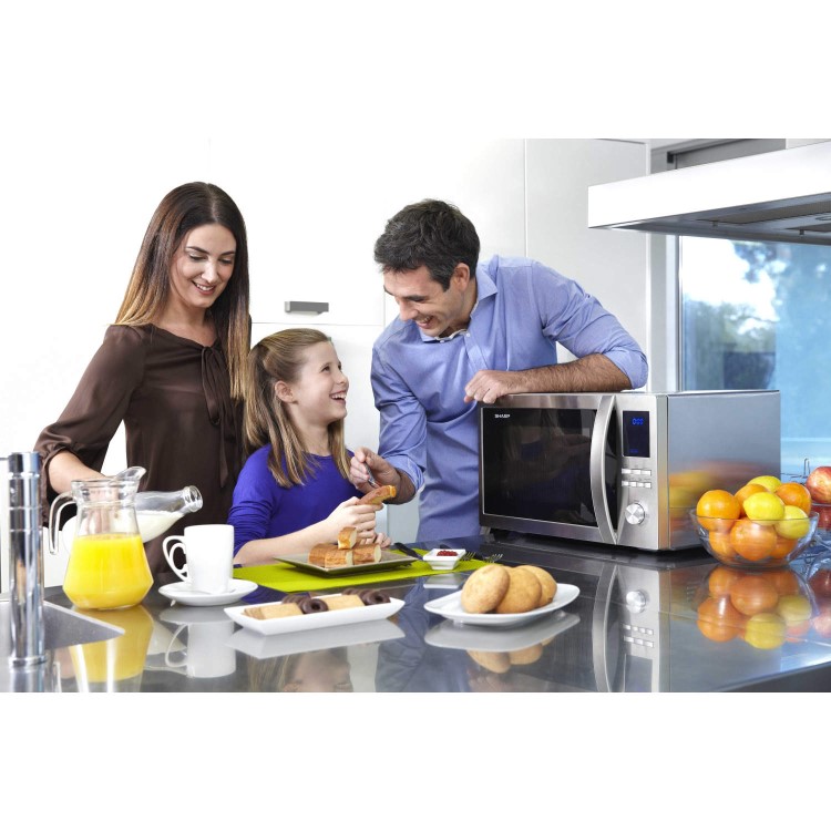 GRADE A1 - Sharp R982STM 42L 900W Freestanding Combination Microwave in Stainless Steel