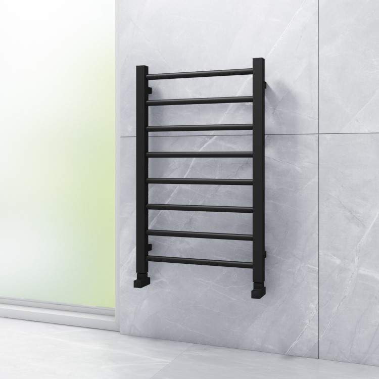 GRADE A1 - Black Nickel Bathroom Towel Radiator - 800 x 500mm