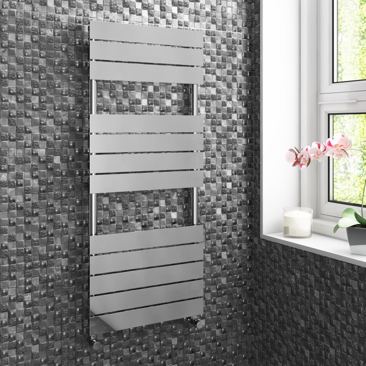 Chrome Vertical Bathroom Towel Radiator - 1200 x 500mm