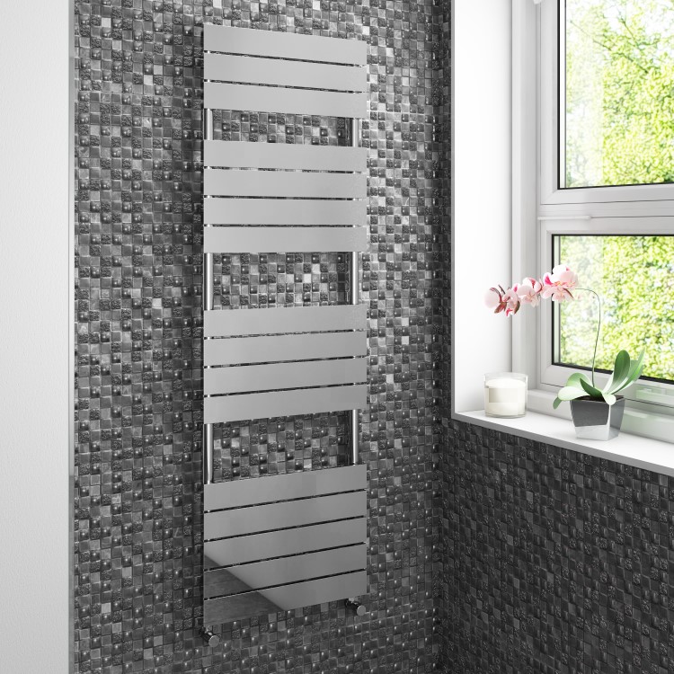 Chrome Vertical Bathroom Flat Towel Radiator - 1600 x 500mm