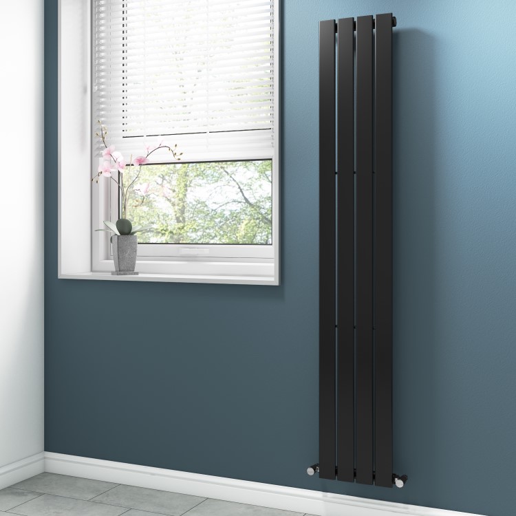 Anthracite Vertical Tall Radiator with Flat Panels - 1800 x 300mm