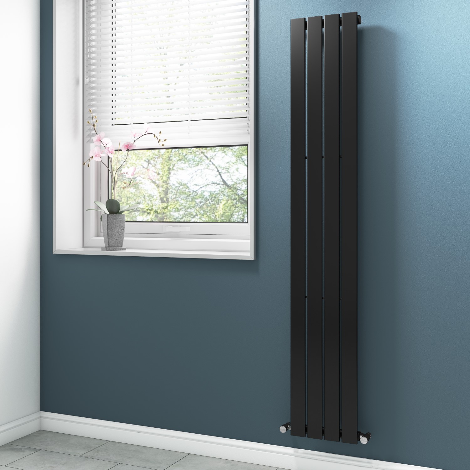 Anthracite Vertical Tall Radiator with Flat Panels - 1800 x 300mm ...