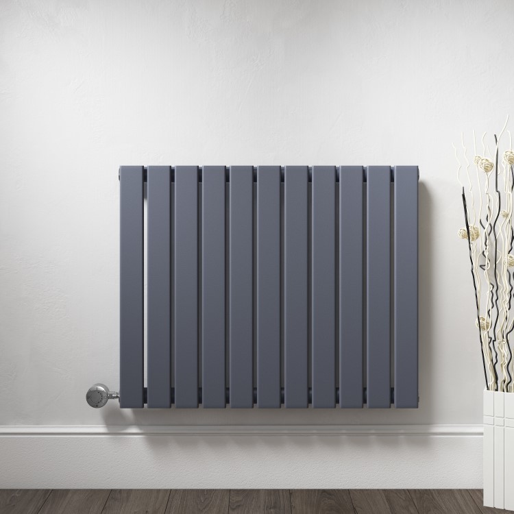 Horizontal Anthracite Flat Panel Radiator - 600 x 836mm
