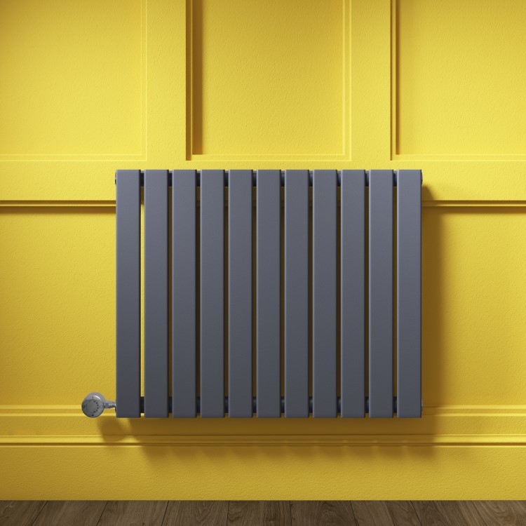 Horizontal Anthracite Flat Panel Radiator - 600 x 836mm