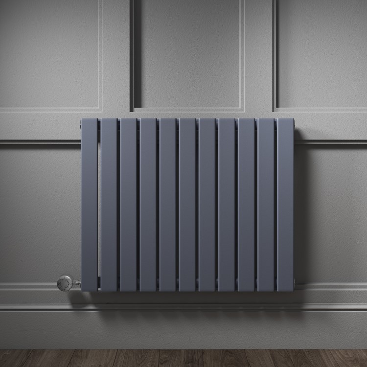 Horizontal Anthracite Flat Panel Radiator - 600 x 836mm