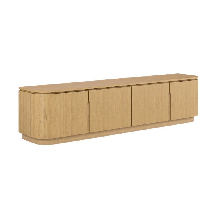 Large Curved Oak TV Stand with Storage - TV's up to 75" - Rae