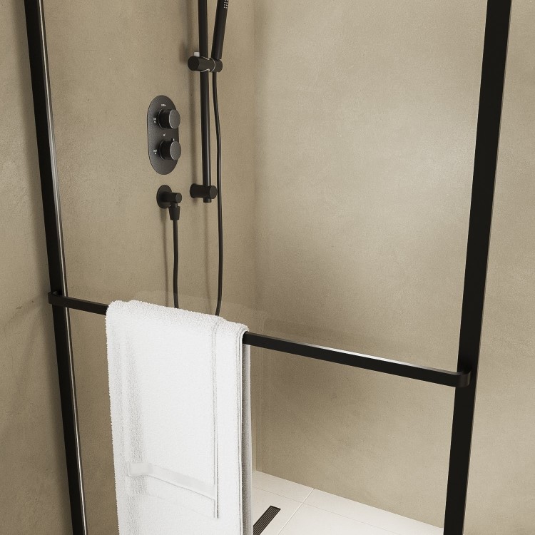1000mm Black Curved Glass Shower Screen for Wet Room & Walk In Shower - Raya