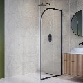 800mm Black Curved Glass Shower Screen for Wet Room & Walk In Shower - Raya