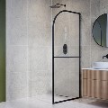 800mm Black Curved Glass Shower Screen for Wet Room & Walk In Shower - Raya