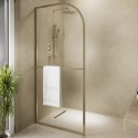 RAYA900BB 900mm Brushed Brass Curved Glass Shower Screen for Wetroom & Walk In Shower - Raya