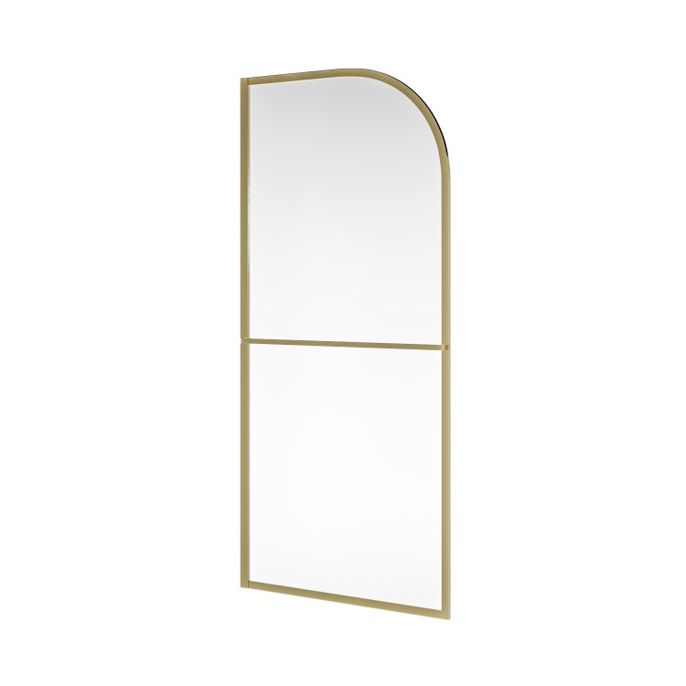 900mm Brushed Brass Curved Glass Shower Screen for Wet Room & Walk In Shower - Raya