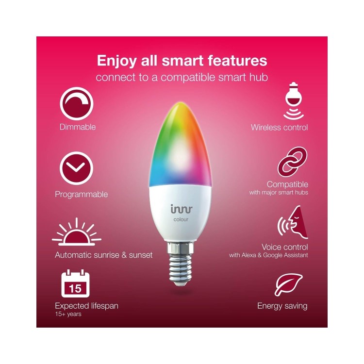 Innr Smart Candle E14 Multi-Coloured Bulb - 2 Pack
