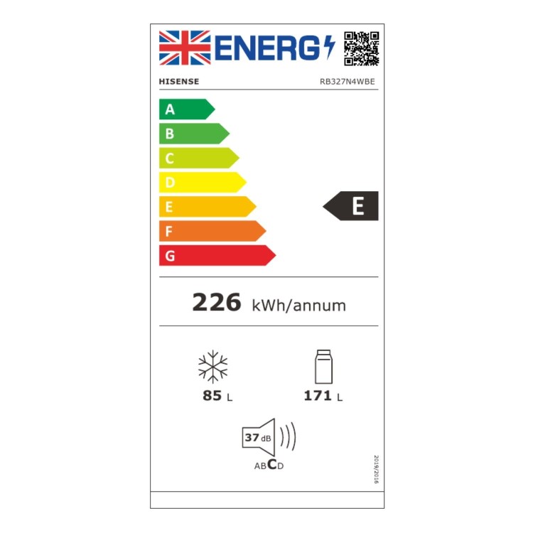 Hisense 256 Litre 50/50 Freestading Fridge Freezer - Black