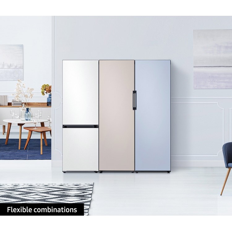 Refurbished Samsung Bespoke RB38C7B6BB1 Freestanding 387 Litre 70/30 Frost Free Fridge Freezer Black