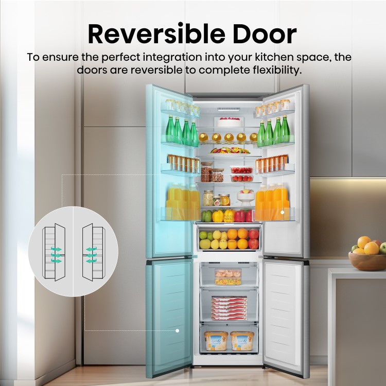 Hisense 336 Litre 60/40 Freestanding Fridge Freezer - Stainless Steel