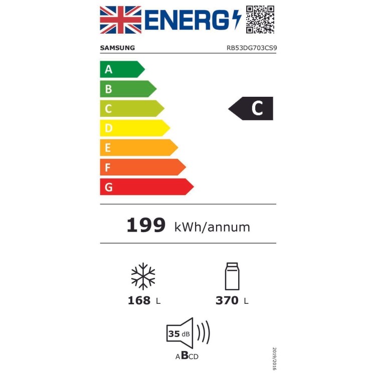 Refurbished Samsung SpaceMax RB53DG703CS9EU Freestanding 538 Litre 70/30 Fridge Freezer Silver