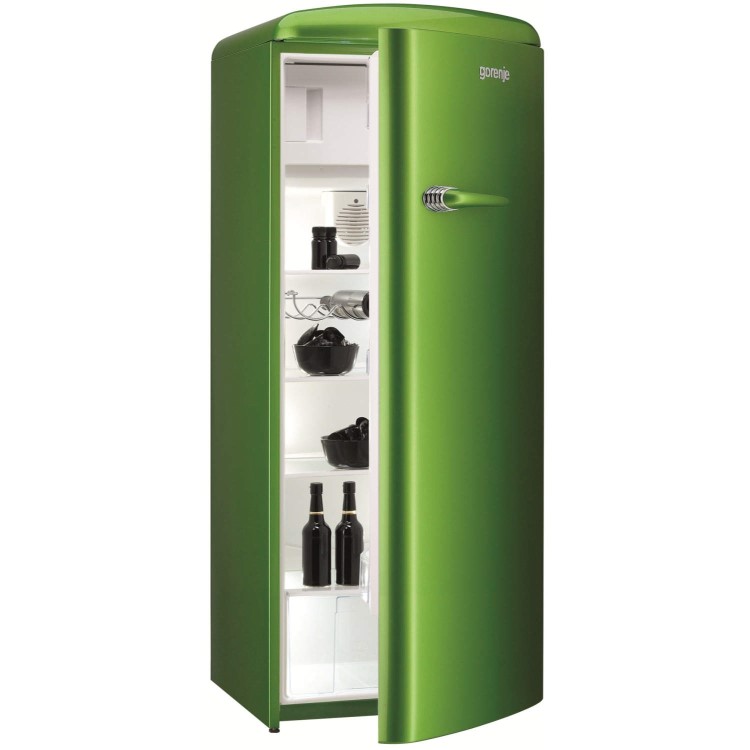 Gorenje RB60299OGR Retro Style Right Hand Hinge Freestanding Fridge with Ice Box - Lime Green