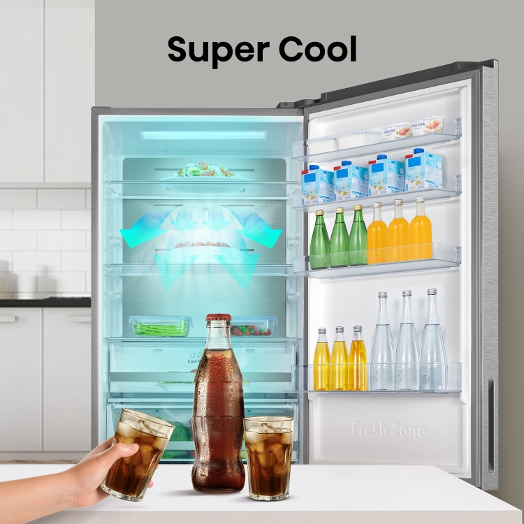 Hisense 495 Litre 60/40 Freestanding Fridge Freezer - Stainless Steel