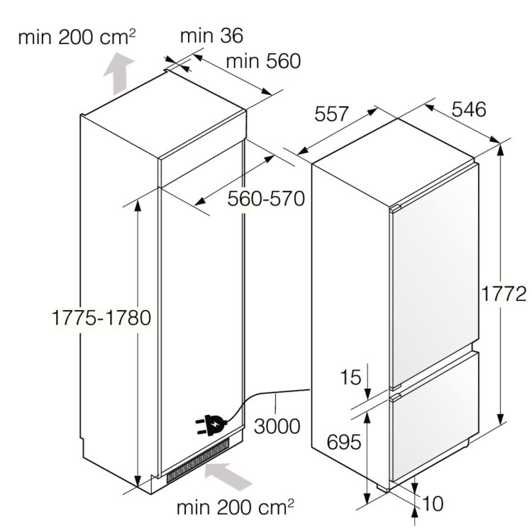 ASKO 242 Litre 60/40 Integrated Fridge Freezer