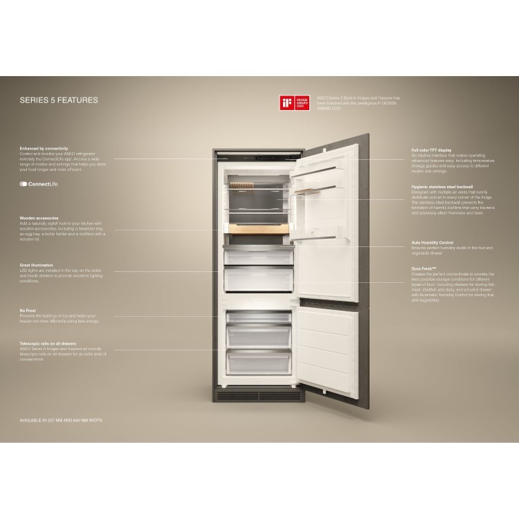 ASKO 242 Litre 60/40 Integrated Fridge Freezer