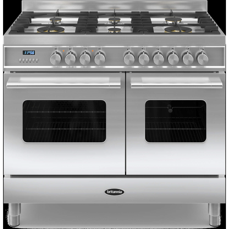 Britannia RC-10TG-DE-S Delphi Twin Oven 100cm Dual Fuel Range Cooker - Stainless Steel