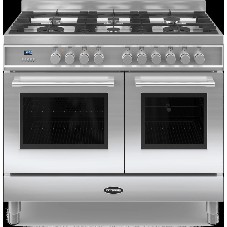 Britannia RC-10TG-QL-S Q Line Twin Oven 100cm Dual Fuel Range Cooker - Stainless Steel