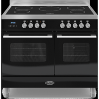 Britannia RC-10TI-DE-K Delphi Twin Oven 100cm Electric Range Cooker With Induction Hob - Gloss Black