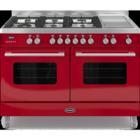 Britannia RC-12TG-DE-RED Delphi Twin Oven 120cm Dual Fuel Range Cooker - Gloss Red