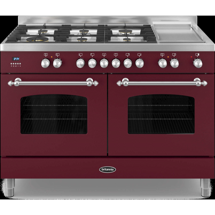 Britannia RC-12TG-FL-BUR Fleet Twin Oven 120cm Dual Fuel Range Cooker - Matt Burgundy