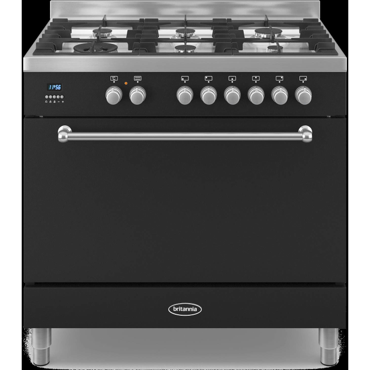 Britannia RC-9SG-WY-K Wyre Single Oven 90cm Dual Fuel Range Cooker - Matt Black