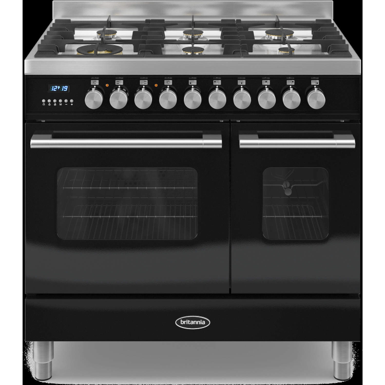 Britannia RC-9TG-DE-K Delphi Twin Oven 90cm Dual Fuel Range Cooker - Gloss Black