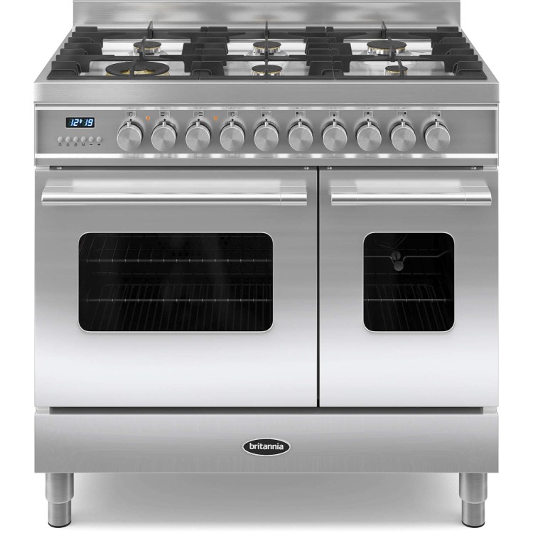 Britannia RC-9TG-DE-S Delphi Twin Oven 90cm Dual Fuel Range Cooker - Stainless Steel