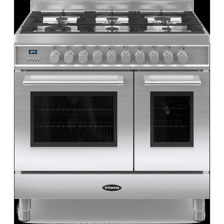 Britannia RC-9TG-QL-S Q Line Twin Oven 90cm Dual Fuel Range Cooker - Stainless Steel