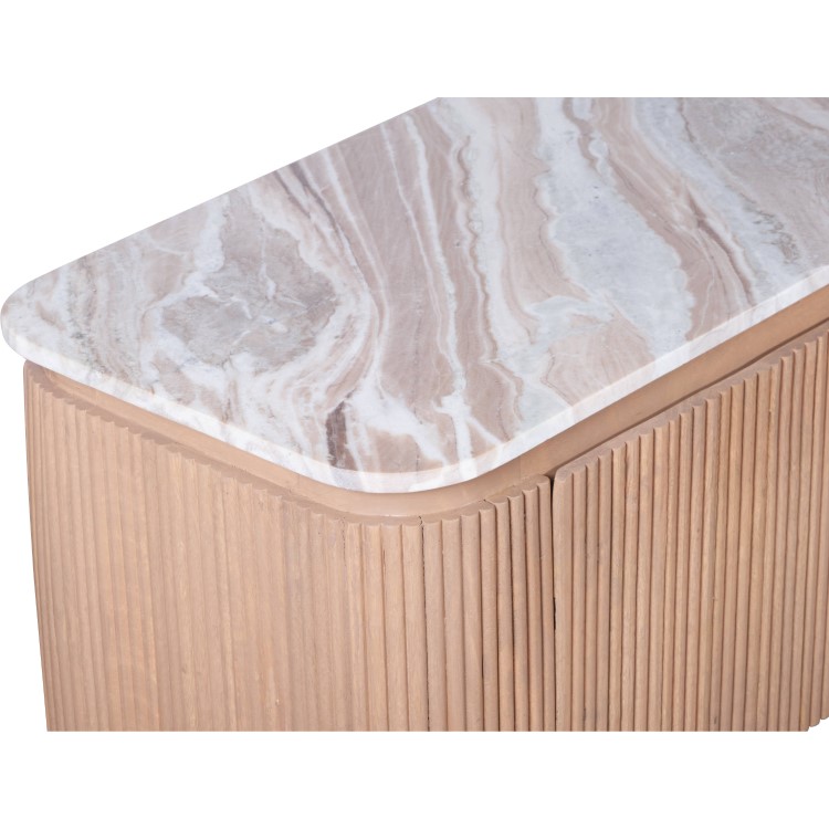 Large Mango Wood & Marble TV Stand with Storage - TV's up to 75" - Ashford