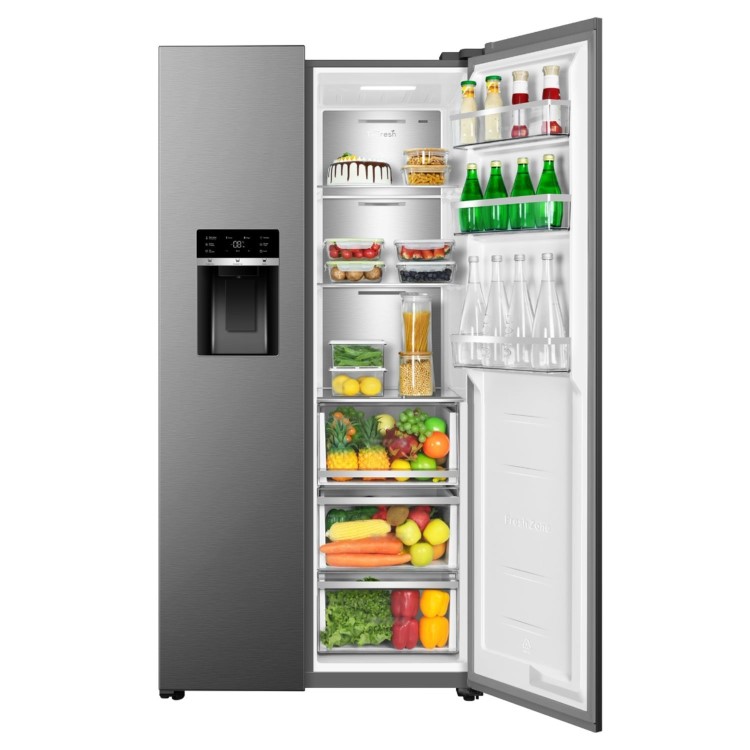 TCL 591 Litre Side by Side American Fridge Freezer - Stainless Steel
