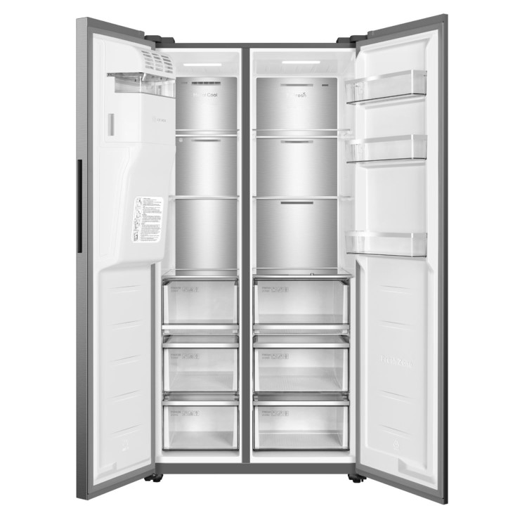 TCL 591 Litre Side by Side American Fridge Freezer - Stainless Steel