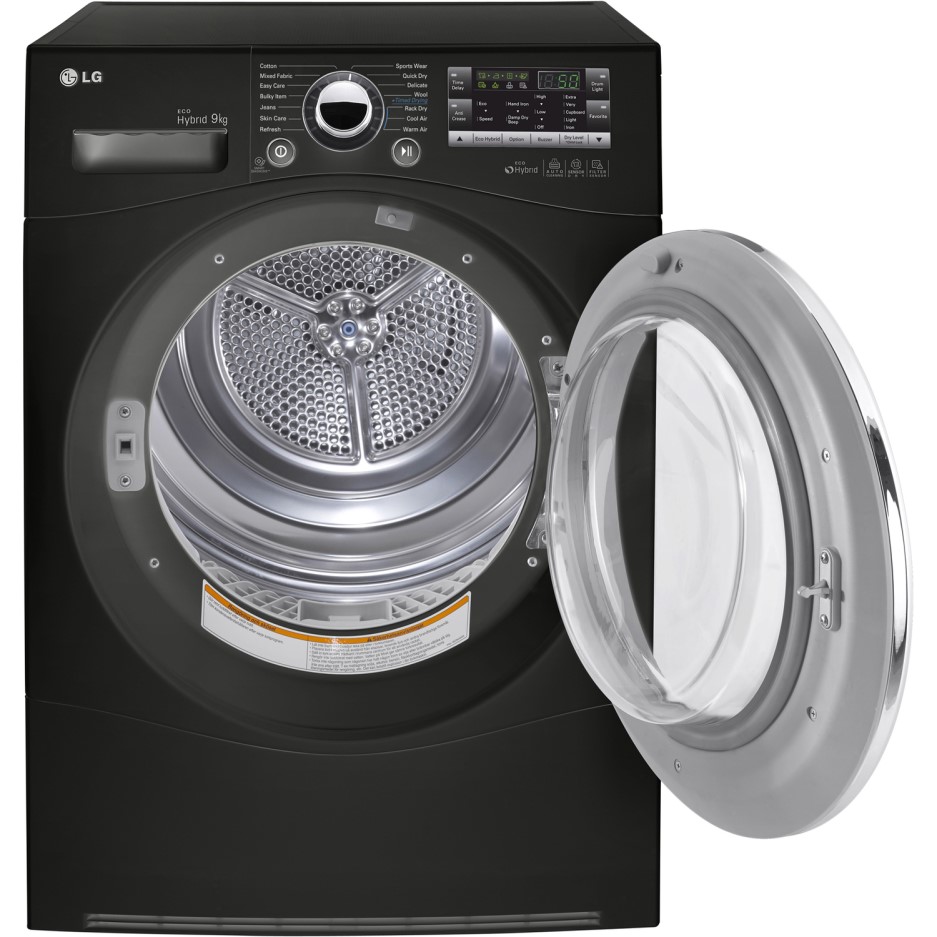LG RC9055BP2Z 9kg Freestanding Heat Pump Condenser Tumble Dryer Black