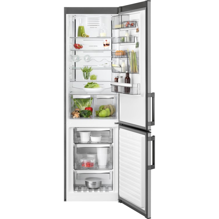 AEG RCB53724VX Frost Free Freestanding Fridge Freezer - Silver + Antifingerprint Stainless Steel Doors