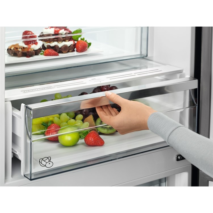 GRADE A2 - AEG RCB636E4MX CustomFlex TwinTech Freestanding Fridge Freezer - Grey With Antifingerprint Stainless Steel Doors