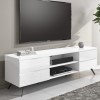 Wide White Gloss TV Stand with Storage - TV&#39;s up to 77&quot; - Rochelle