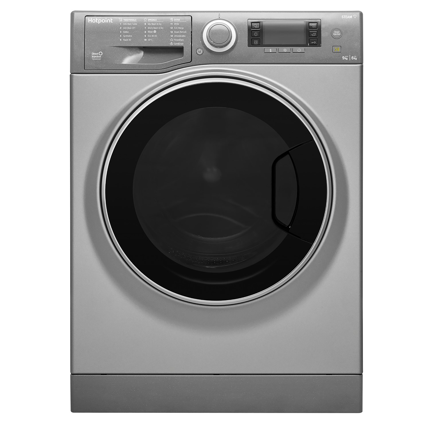 Refurbished Hotpoint RD966JGDUKN Freestanding 9/6KG 1600 Spin Washer Dryer Graphite