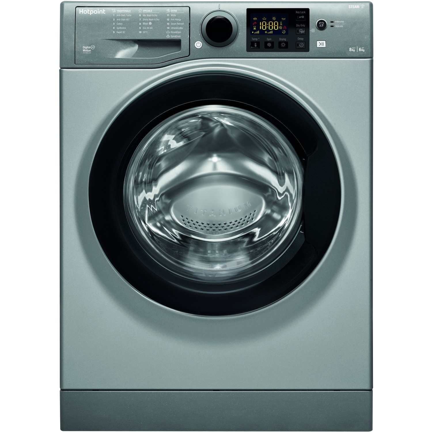 Refurbished Hotpoint RDG8643GKUKN Futura Freestanding 8/6KG 1400 Spin Washer Dryer Graphite