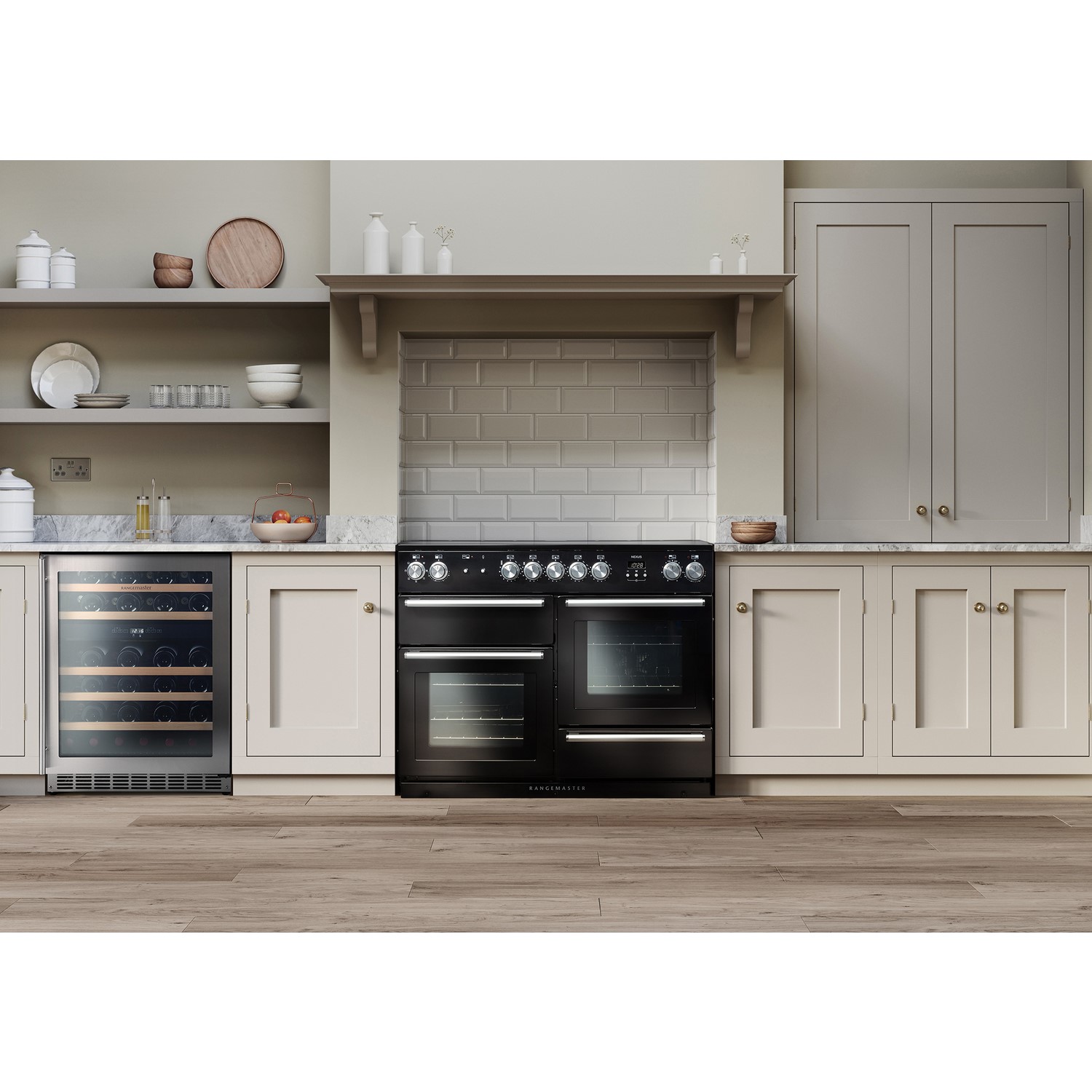 Rangemaster 46 Bottle Capaciy Wide Dual Zone Wine Cooler Stainless