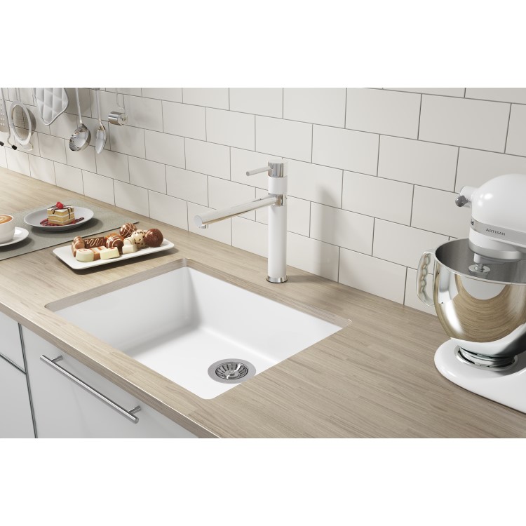 GRADE A2 - Taylor & Moore REGALWHITE Regal White Single Lever Steel Monobloc Tap