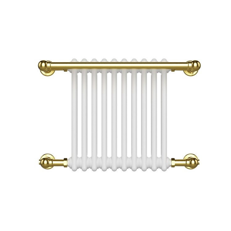 ONLY OPENED - White and Brass Traditional Column Radiator with Towel Rail 510 x 740mm - Regent