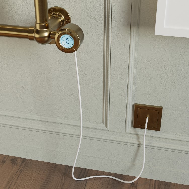 Brass Vertical Traditional Electric Towel Radiator 700 x 400mm - Regent