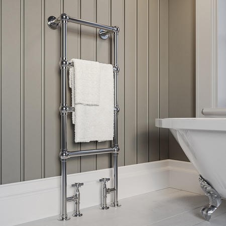 Chrome Vertical Traditional Towel Rail Radiator 1200 x 479mm