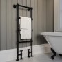 ONLY OPENED - Black Vertical Traditional Towel Rail Radiator 1200 x 479mm - Regent